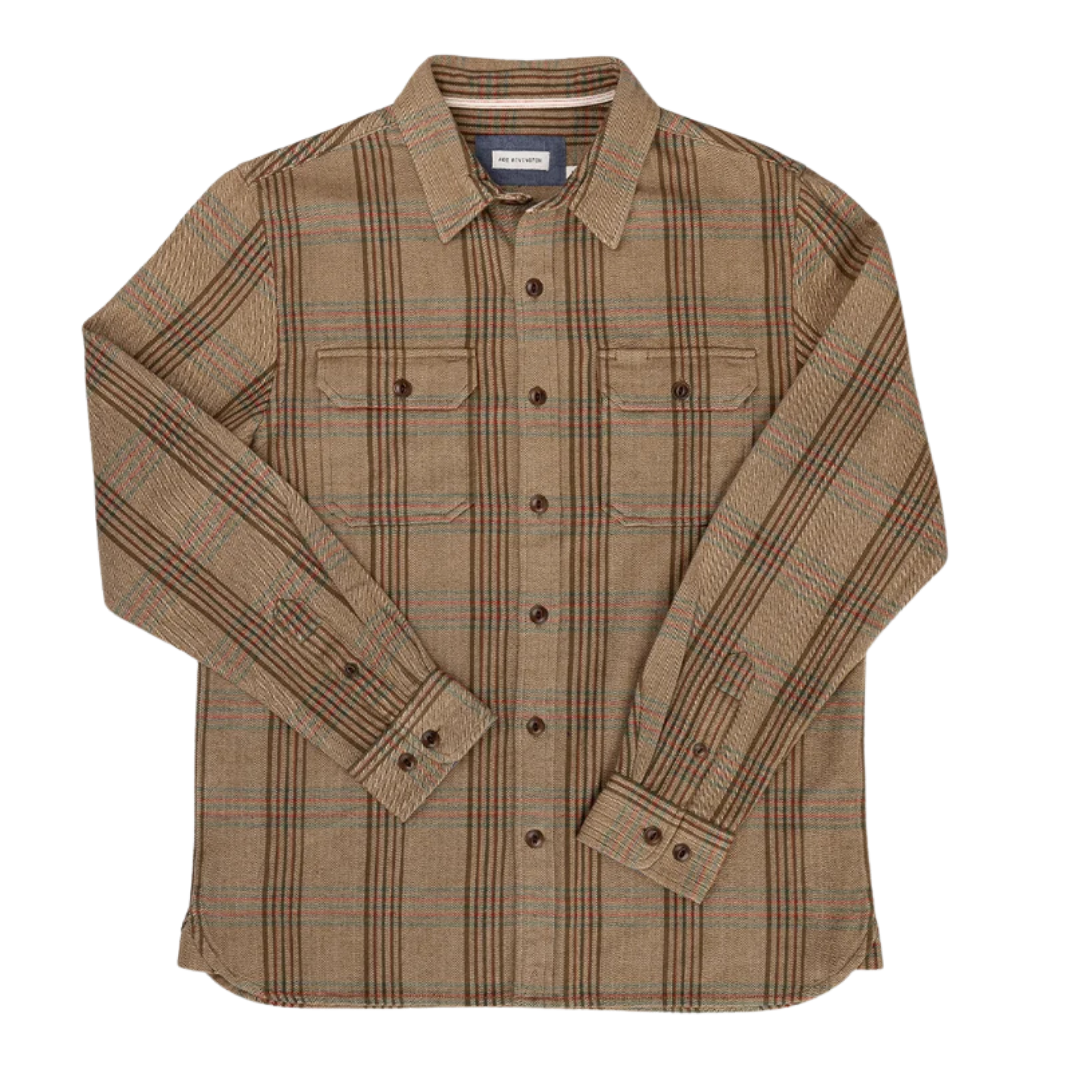Winter Flannel Utility Shirt - Wheat Herringbone