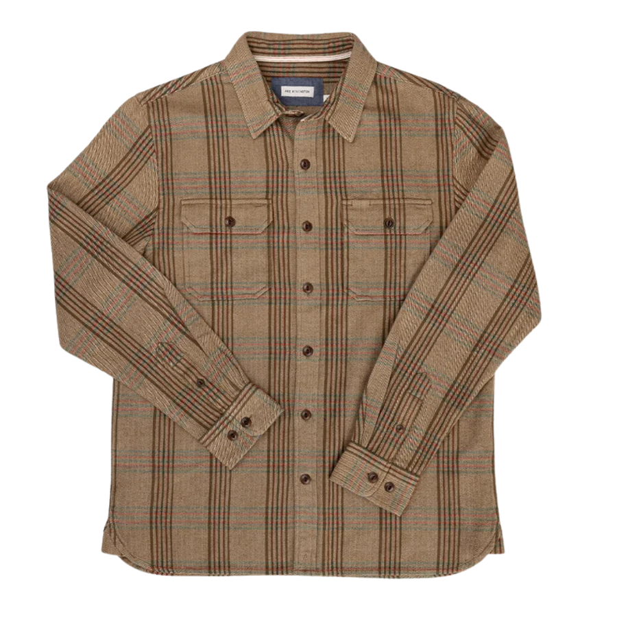 Winter Flannel Utility Shirt - Wheat Herringbone