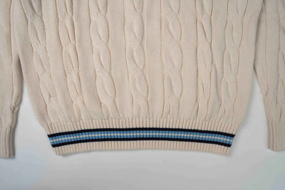 "The Robert" Cricket Sweater - Cream w/ Navy & Powder Blue