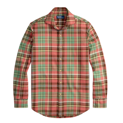 Sueded Flannel Whitfield Workshirt - Ochre Green Multi