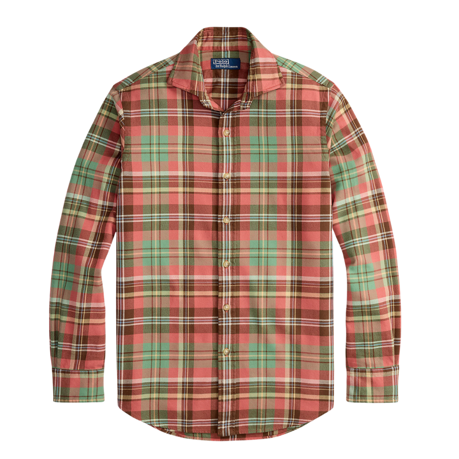 Sueded Flannel Whitfield Workshirt - Ochre Green Multi