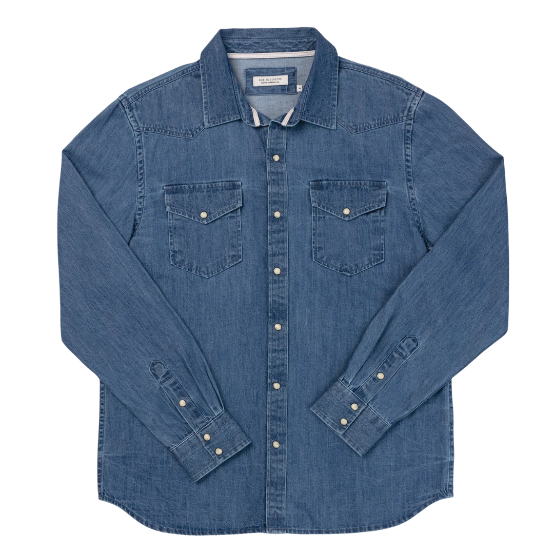 Denim Western Shirt - Medium Wash