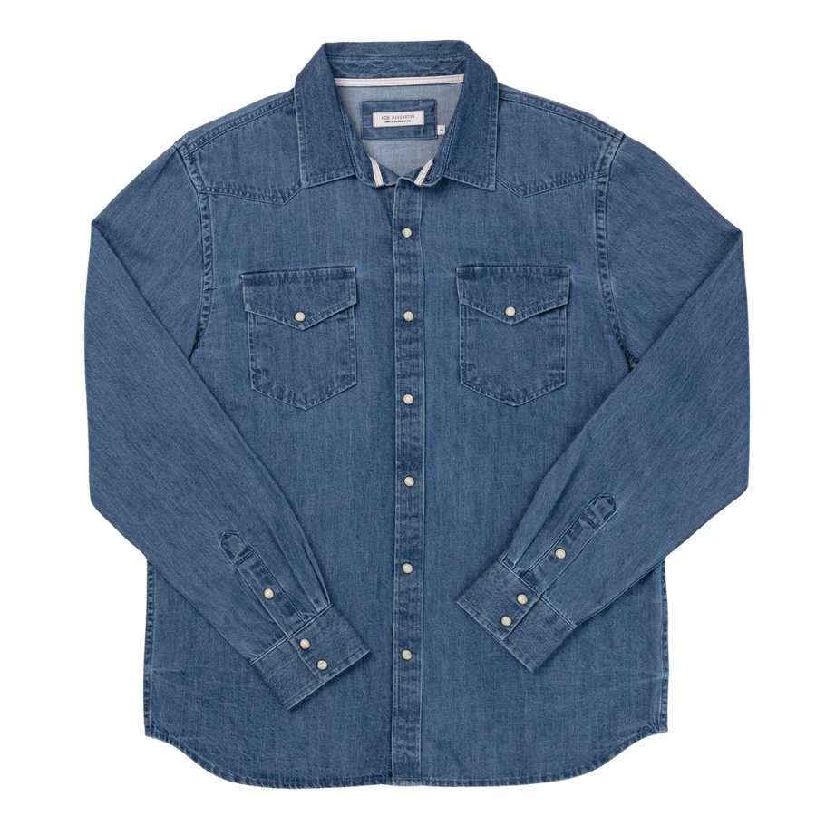 Denim Western Shirt - Medium Wash