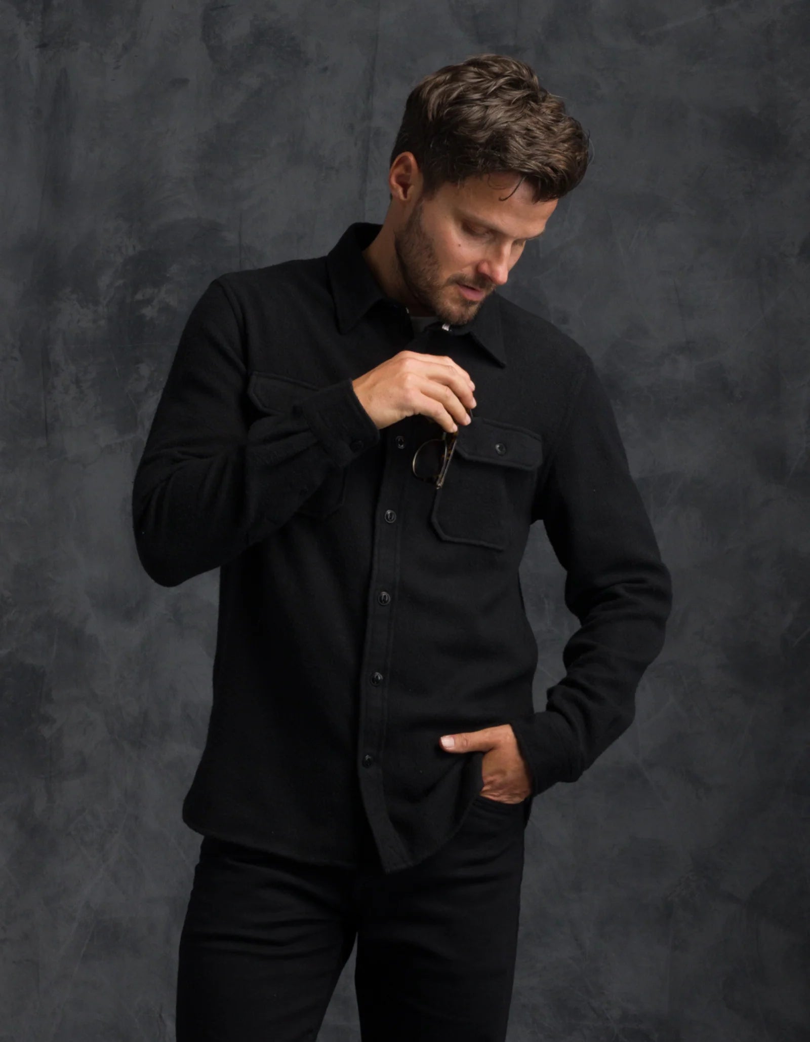 Winter Flannel Utility Shirt - Black Houndstooth