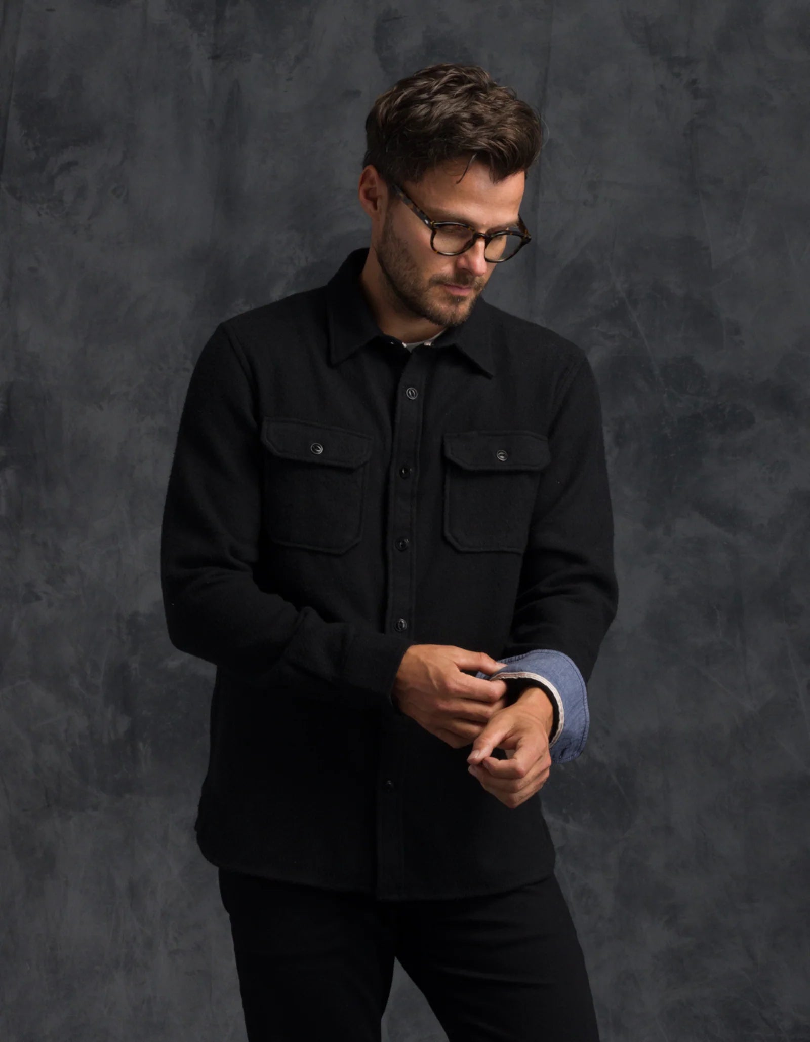 Winter Flannel Utility Shirt - Black Houndstooth