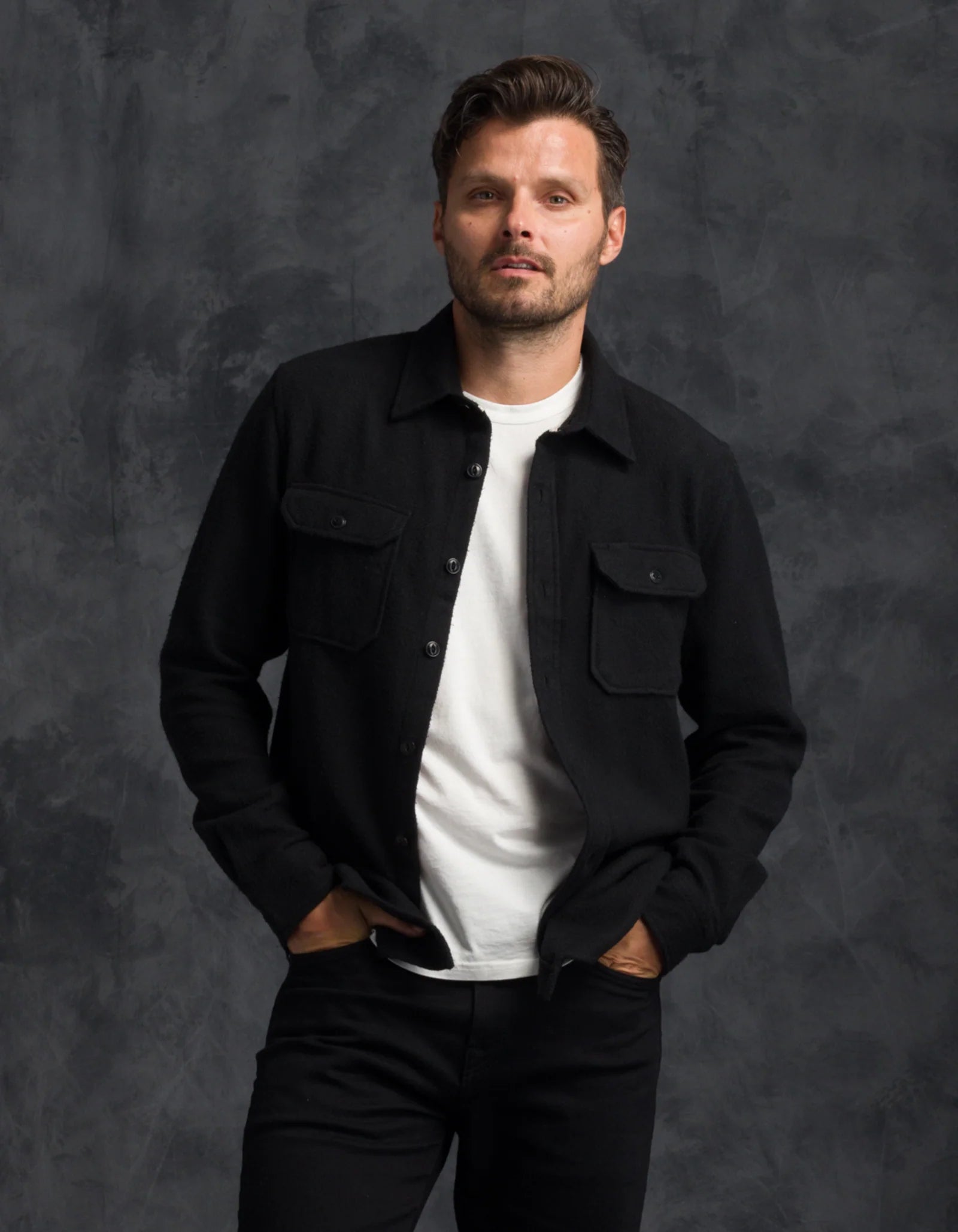 Winter Flannel Utility Shirt - Black Houndstooth