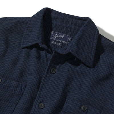 Houndstooth Double Cloth Workshirt - Sky Captain Navy