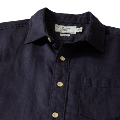Amalfi Textured Hemp Linen Cotton Short Sleeve - Blue Steel