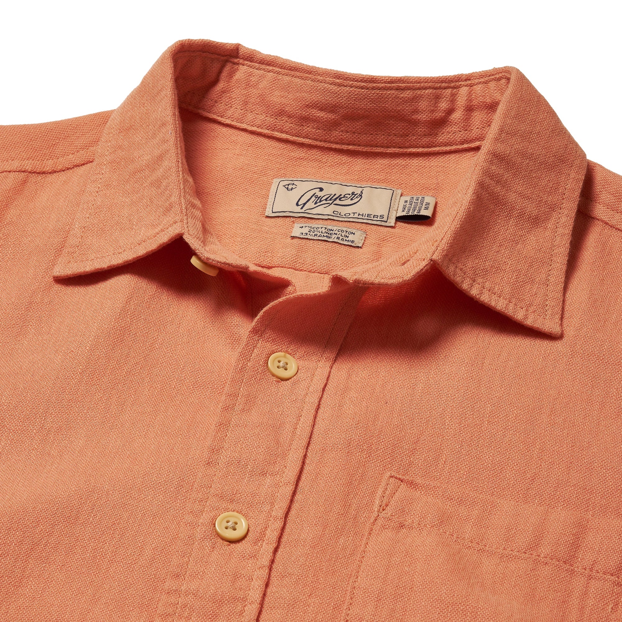 Amalfi Textured Linen Hemp Short Sleeve Shirt - Canyon Sunset