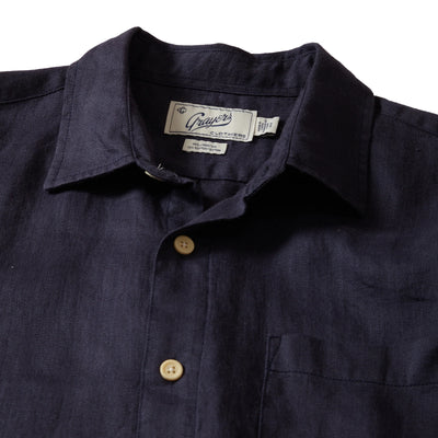 Amalfi Textured Linen Cotton Long Sleeve Shirt - Blue Steel