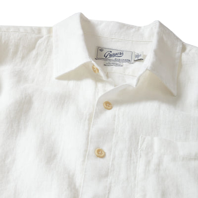 Amalfi Textured Linen Cotton Long Sleeve Shirt - White