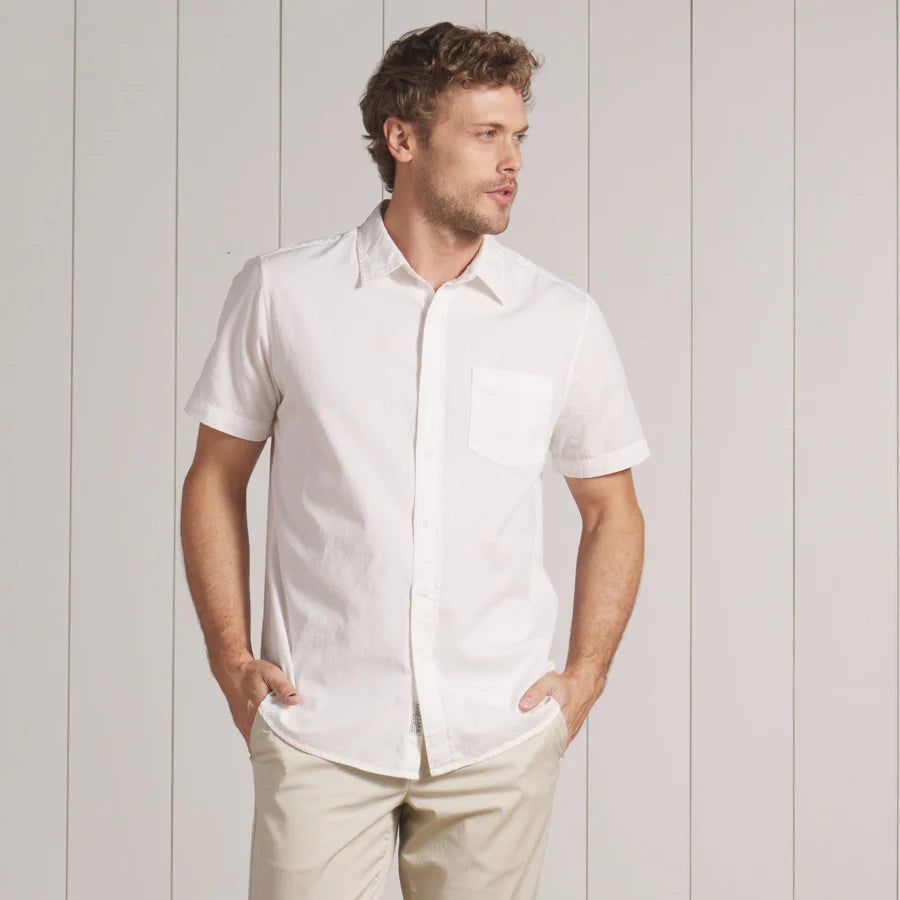 Lorenzo Dobby Short Sleeve Shirt - White