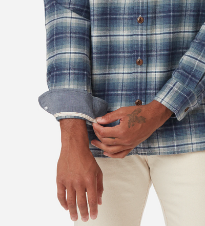 Men's Button Down Plaid Flannel Shirt - Storm Blue Medium