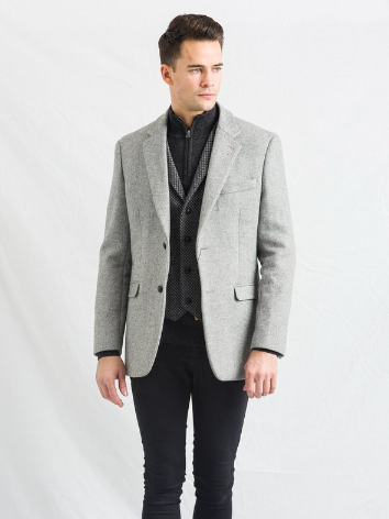 Muireann Classic Fit Tweed Blazer - Light Grey