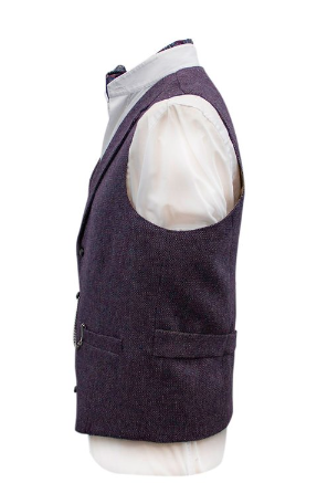 Moore Tweed Waistcoat - Mulberry