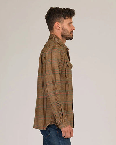 Winter Flannel Utility Shirt - Wheat Herringbone