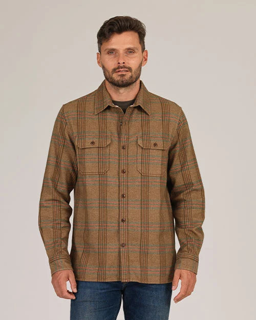 Winter Flannel Utility Shirt - Wheat Herringbone
