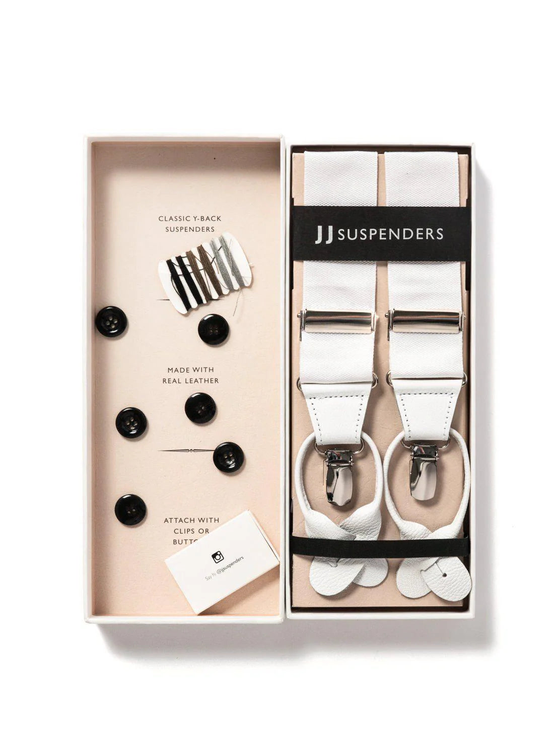 Formal White Suspenders - Alabaster Lite