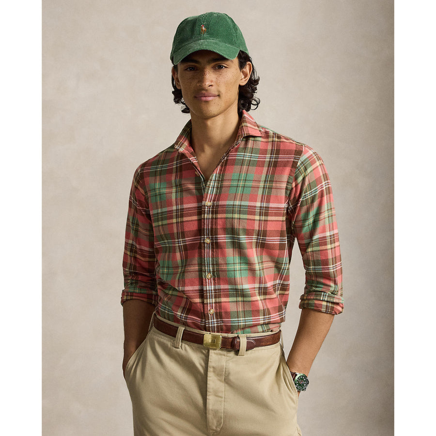 Sueded Flannel Whitfield Workshirt - Ochre Green Multi