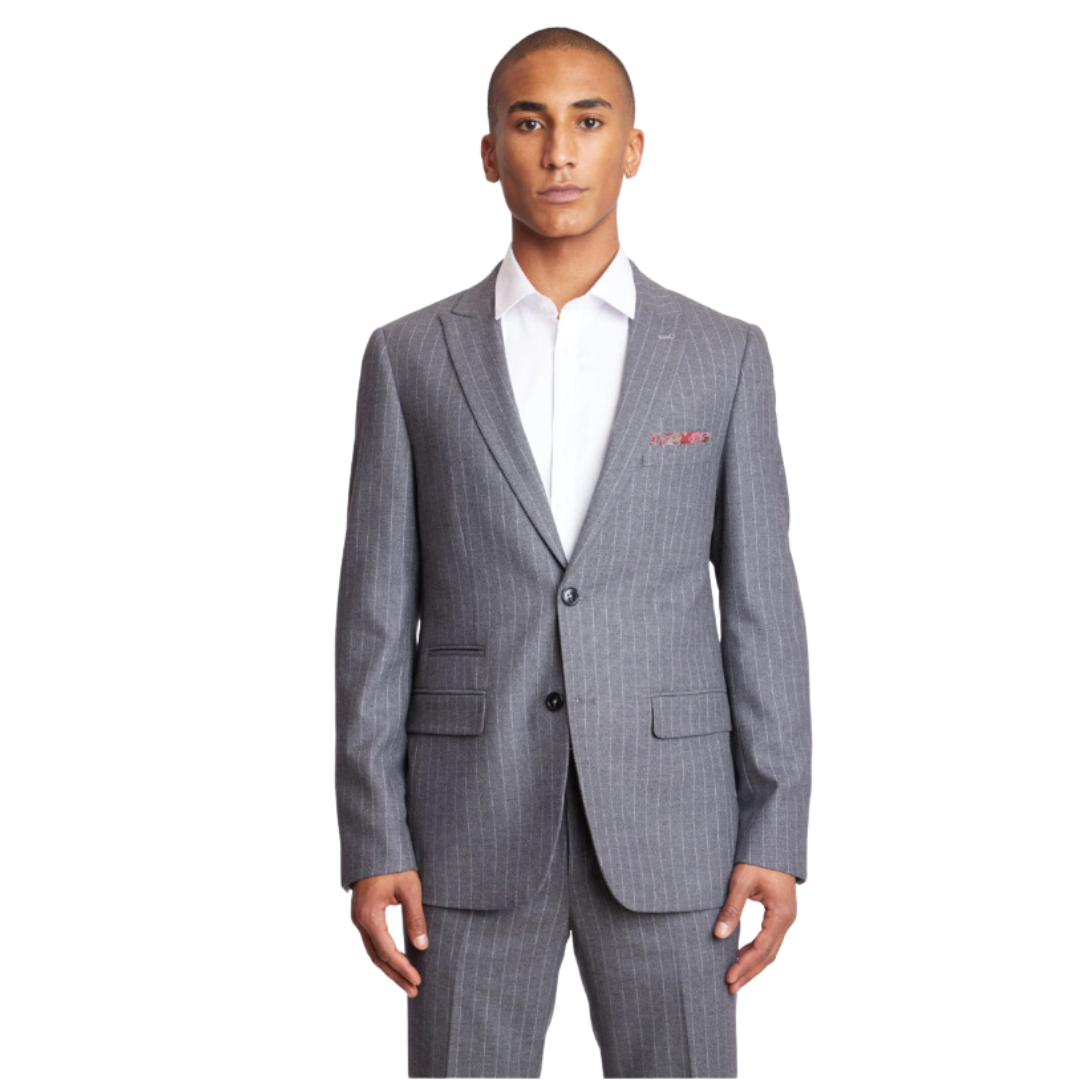 Ashton Peak Jacket - slim - Lt Grey Pinstripe Flannel
