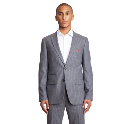 Ashton Peak Jacket - slim - Lt Grey Pinstripe Flannel