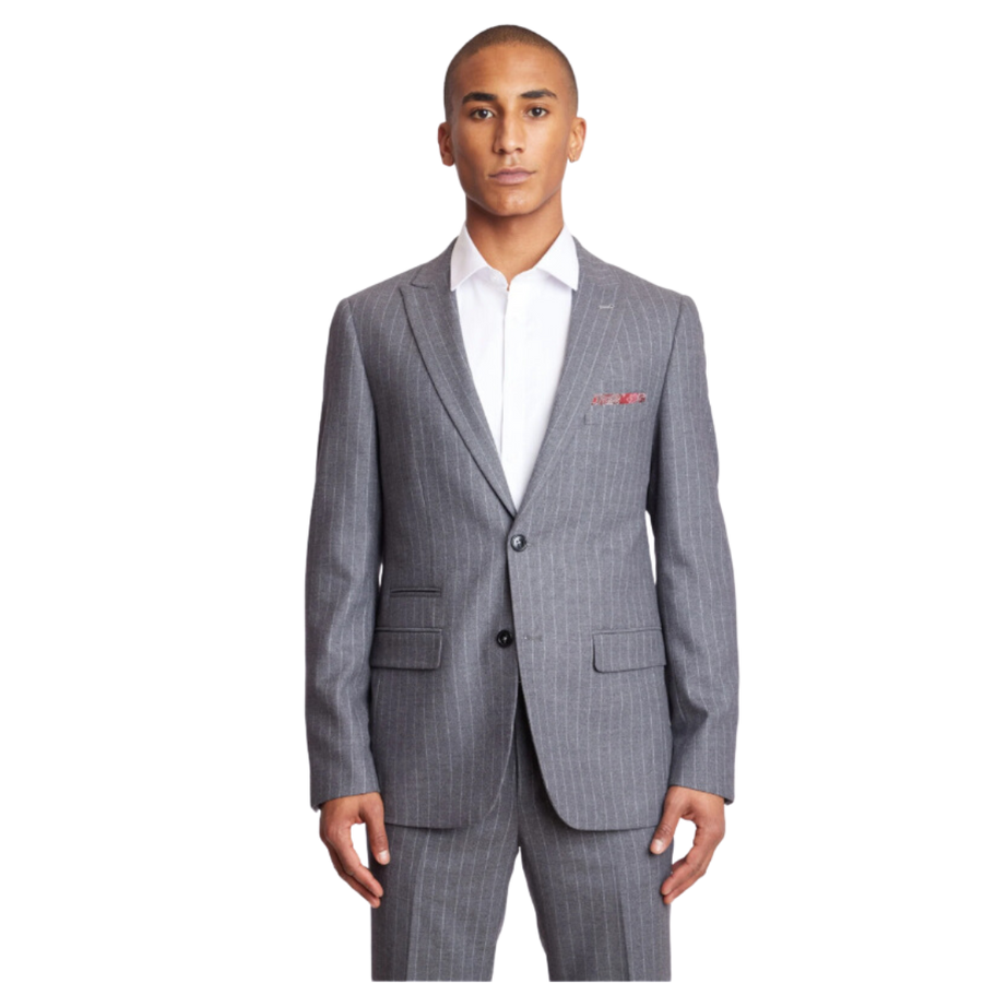Ashton Peak Jacket - slim - Lt Grey Pinstripe Flannel