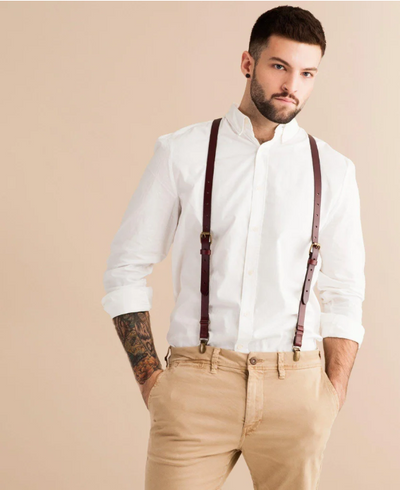 Leather Suspenders - Oxblood