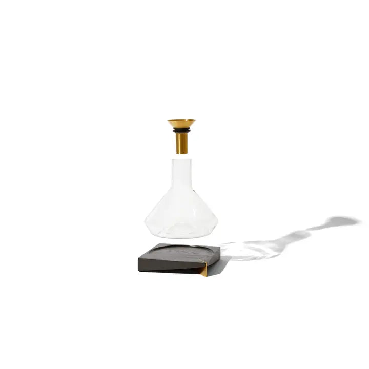 RBT Brass Toned Decanter w/ Acacia Wood Coaster