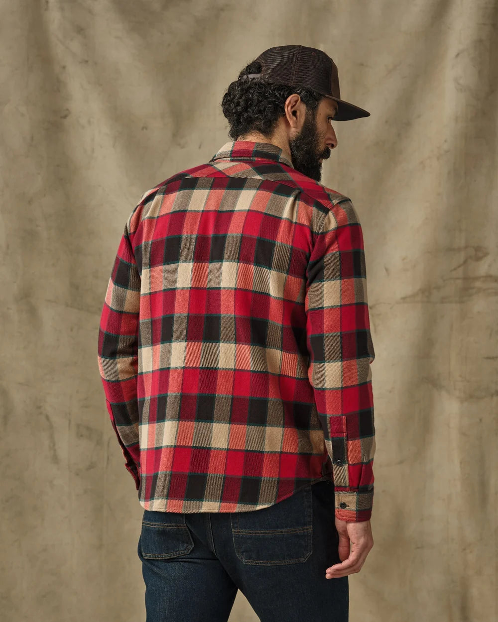 Vintage Flannel Work Shirt - Red Cream Plaid