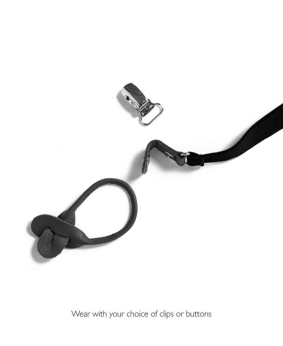 Leather Suspenders - Smoke Black