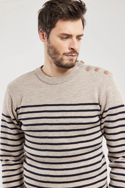 Molène Striped Sweater - Sandstone w/ Navy Stripes