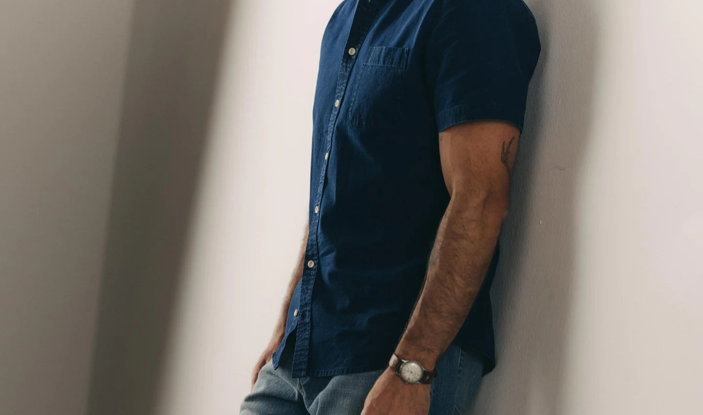 The Short Sleeve Oxford Jack - Rinsed Indigo