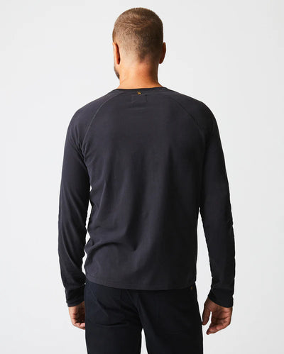 Long Sleeve Sueded Cotton Crew - Black