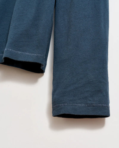 Long Sleeve Sueded Cotton Crew - Carbon Blue