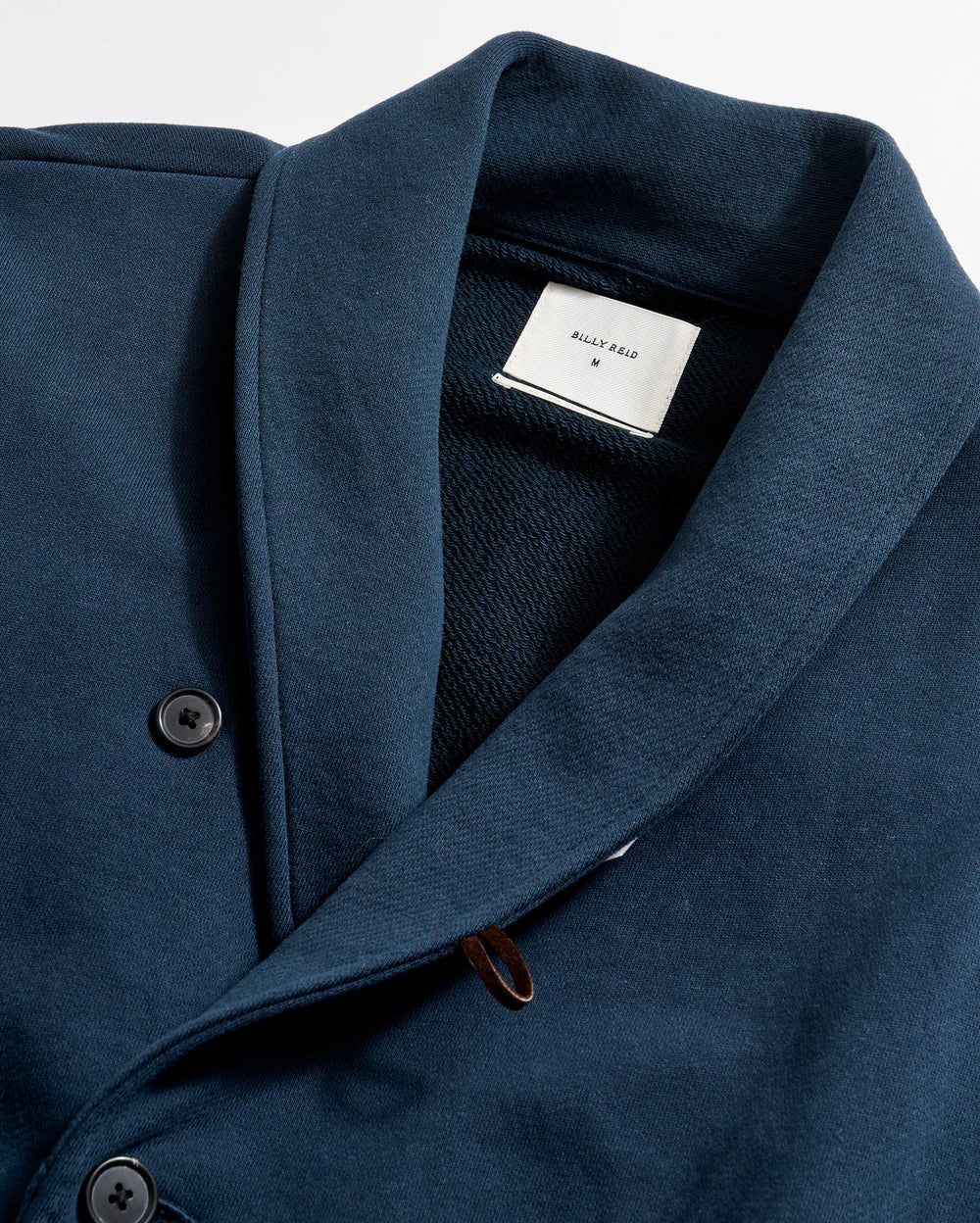 John French Terry Cotton Shawl Cardigan - Carbon Blue