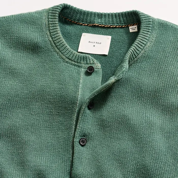 Garment-Dyed Henley Sweater - Jungle Green