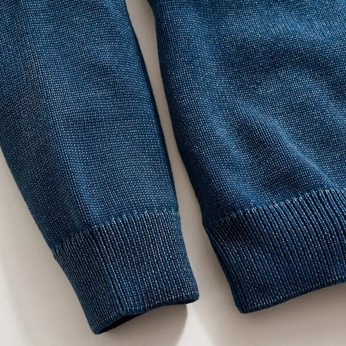 Garment-Dyed Henley Sweater - Tide Blue