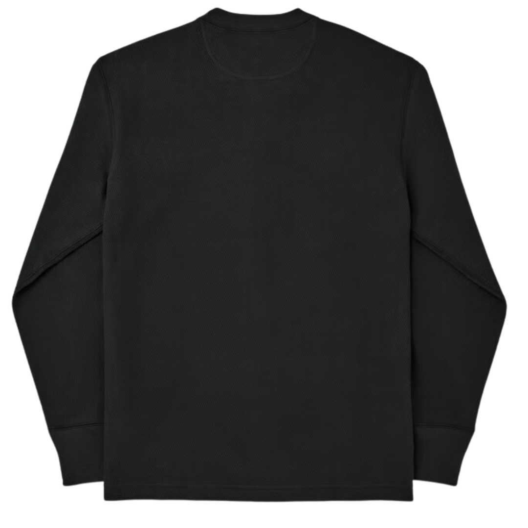 Waffle Knit Henley - Faded Black