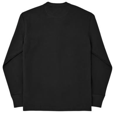 Waffle Knit Henley - Faded Black