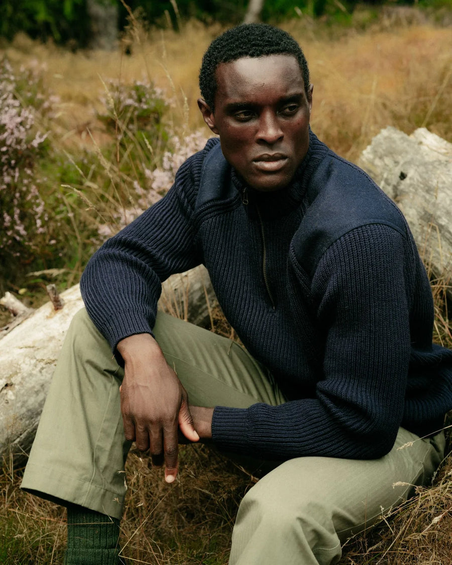 Foxton Quarter Zip Sweater - Navy