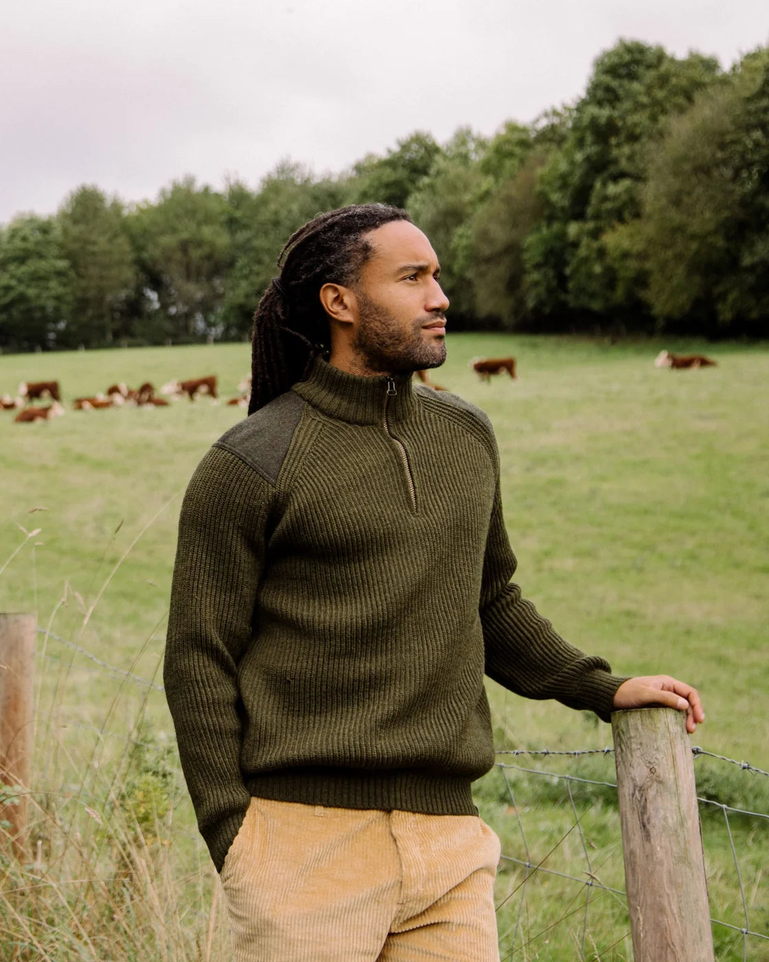 Foxton Quarter Zip Sweater - Olive
