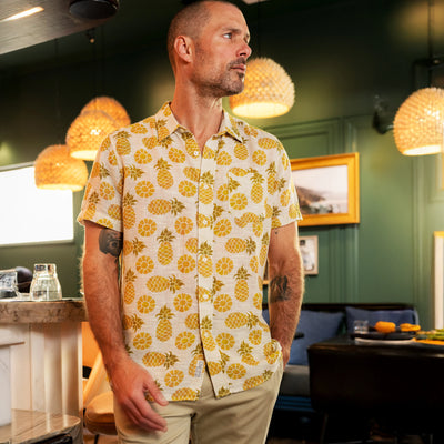 Madras Cottage Loom Printed Short Sleeve - Pineapple Slice