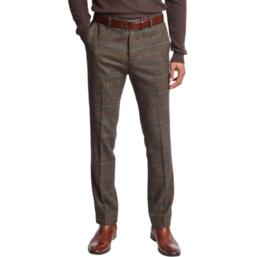 Downing Pants - slim - Hunter Orange Herringbone