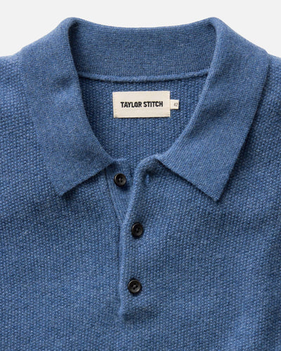 The Newton Sweater Polo - Heather Clear Blue