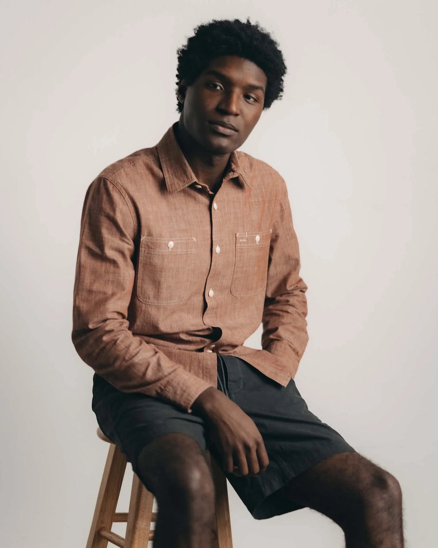 The Foundry Chambray Shirt - Brick
