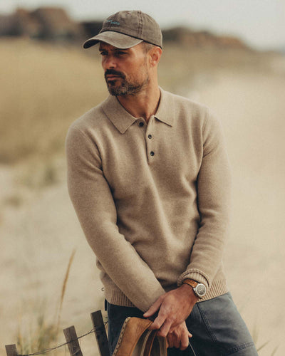 The Newton Sweater Polo - Heather Oatmeal
