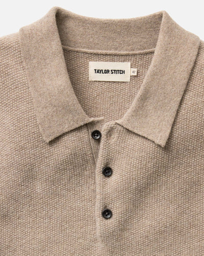 The Newton Sweater Polo - Heather Oatmeal