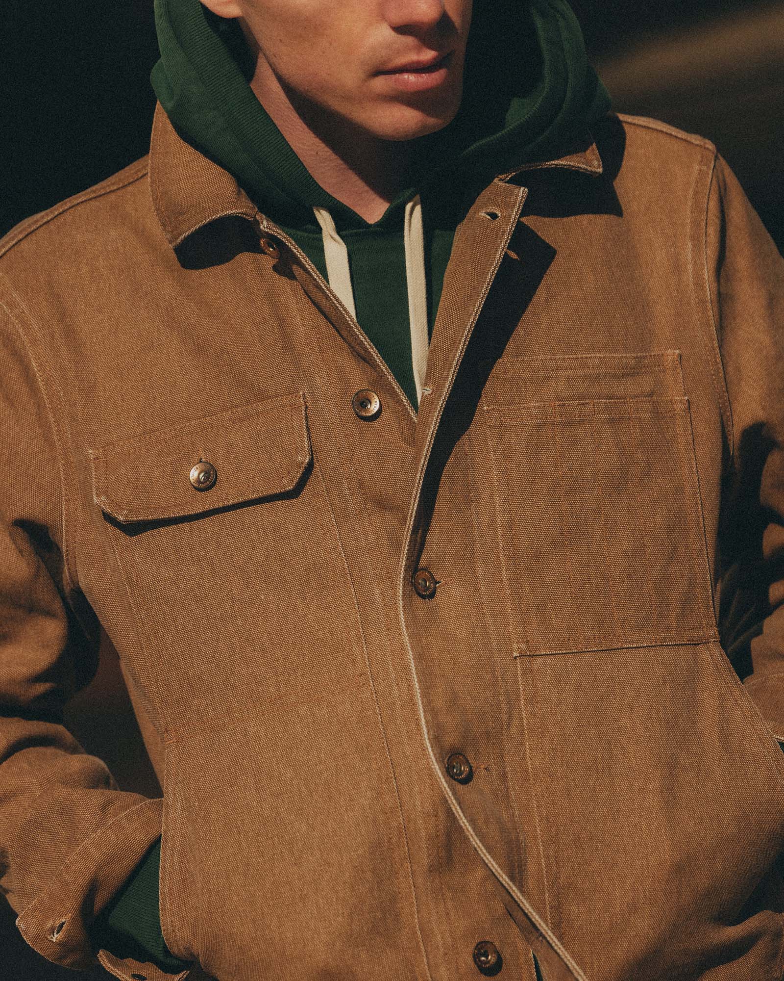 The Longshore Chipped Canvas Jacket - Tobacco