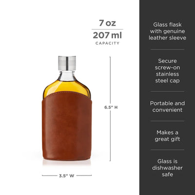 Admiral Parker Leather Wrapped Glass Flask