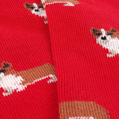 Corgi Cotton Socks - Red & Navy